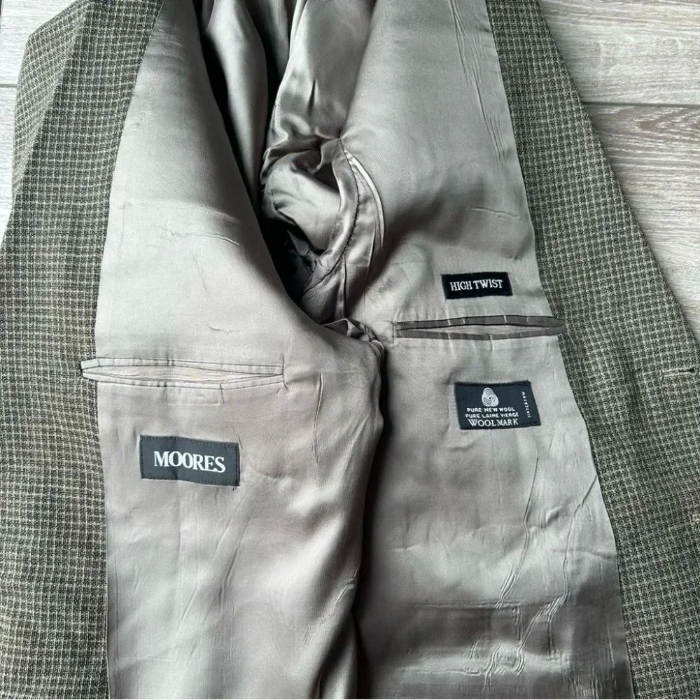 Vintage Moores Union Made Pure Wool High Twist Checked Blazer